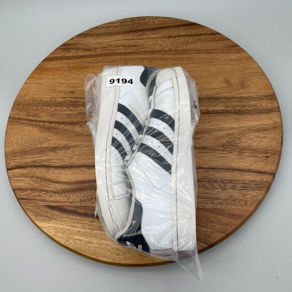adidas Superstar Shoes Mens US 5.5 White Black Striped Leather Casual Sneakers